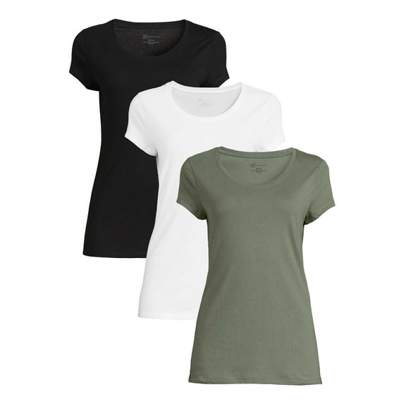No Boundaries Women's Juniors Everyday Short Sleeve T-Shirt, 3-Pack