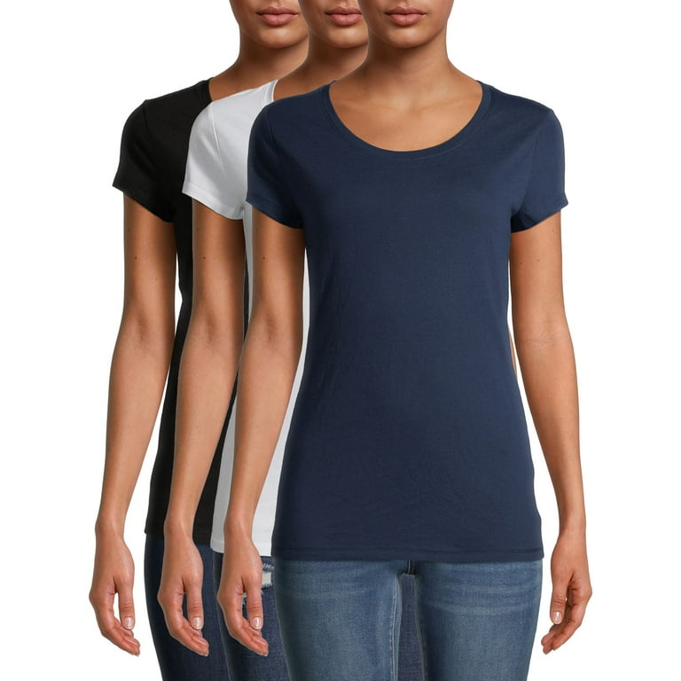 No Boundaries Women's Juniors Everyday Short Sleeve T-Shirt, 3-Pack