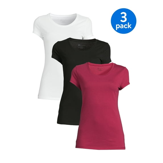 No Boundaries Women's Juniors Everyday Short Sleeve T-Shirt, 3-Pack