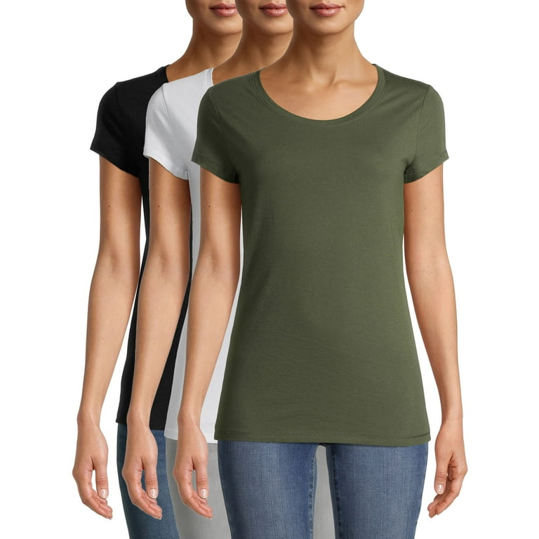 No Boundaries Women's Juniors Everyday Short Sleeve T-Shirt, 3-Pack 