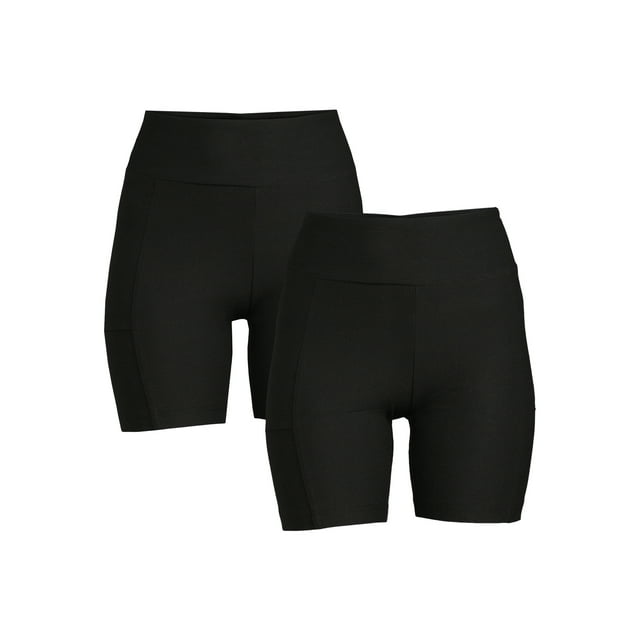 No Boundaries Women's Juniors High Rise Bike Shorts, 2 Pack, Sizes XS