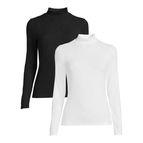 No Boundaries Women's Juniors Long Sleeve Mock Neck Top, 2-Pack