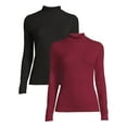 thumbnail image 1 of No Boundaries Women's Juniors Long Sleeve Mock Neck Top, 2-Pack, 1 of 5