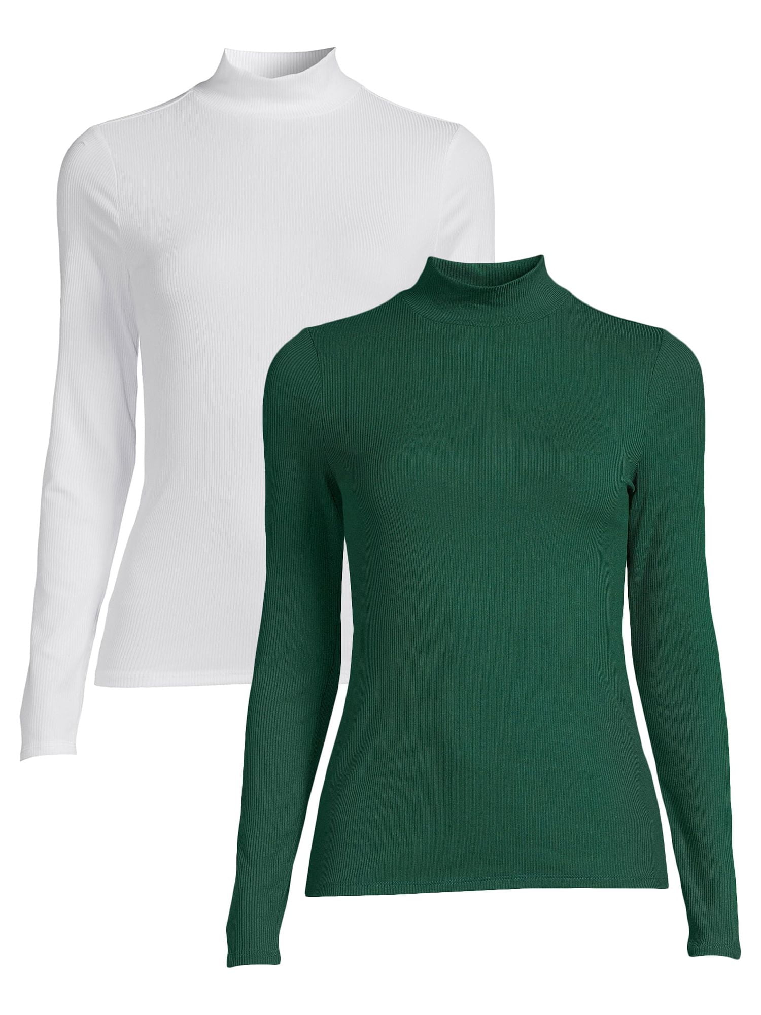 No Boundaries Women's Juniors Long Sleeve Mock Neck Top, 2-Pack