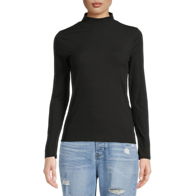 No Boundaries Women's Juniors Long Sleeve Mock Neck Top, Sizes XS-3XL
