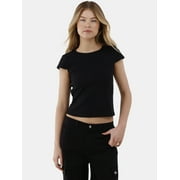 No Boundaries Low Back Tee with Short Sleeves, Women’s