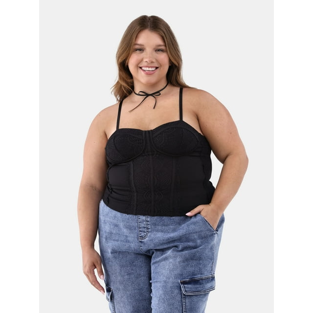 No Boundaries Lace Corset Top, Women’s and Women’s Plus