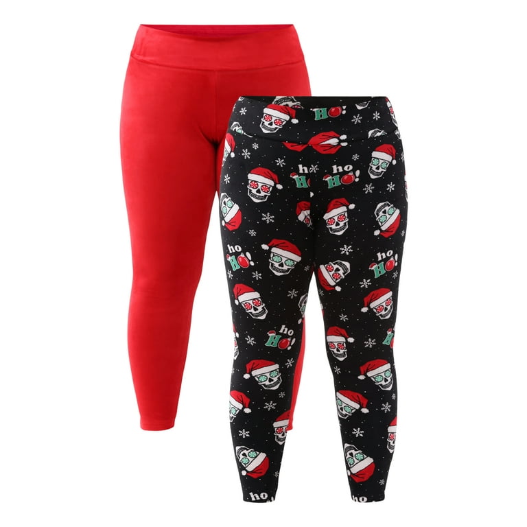 No Boundaries Velour Holiday Leggings 1 or 2 Pack Women s and Women s Plus Walmart