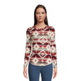 thumbnail image 1 of No Boundaries Women's Juniors Ribbed Crewneck Tee with Long Sleeves, Sizes XS-XXXL, 1 of 5