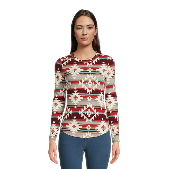 No Boundaries Women's Juniors Ribbed Crewneck Tee with Long Sleeves, Sizes XS-XXXL