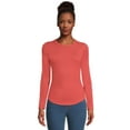 thumbnail image 1 of No Boundaries Women's Juniors Ribbed Crewneck Tee with Long Sleeves, Sizes XS-XXXL, 1 of 5