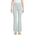 thumbnail image 1 of No Boundaries Women's Juniors Ribbed Flare Lettuce Hem Pants, Sizes S-XXXL, 1 of 5