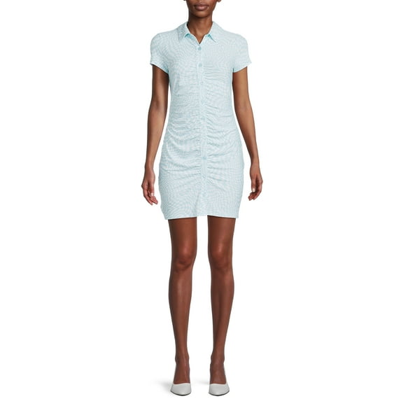 No Boundaries Women's Juniors Ruched Shirt Dress