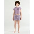 thumbnail image 1 of No Boundaries Women's Sleep Pull-On Fleece Shorts, 3" Inseam, Sizes XXS-3X, 1 of 5