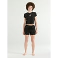 thumbnail image 1 of No Boundaries Women's Sleep Pull-On Fleece Shorts, 3" Inseam, Sizes XXS-3X, 1 of 5