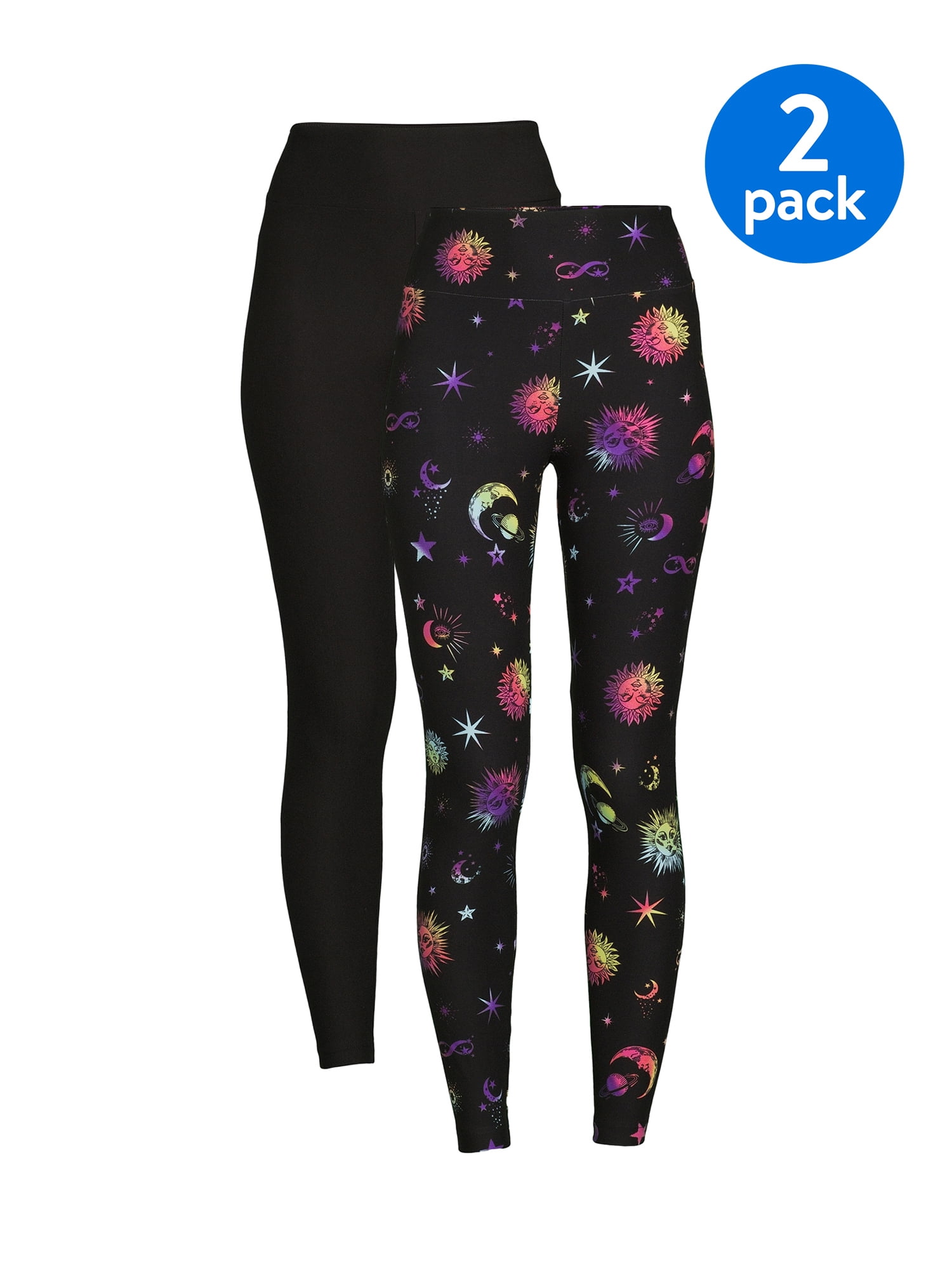 No Boundaries Juniors' Leggings with Pocket, 2-Pack 