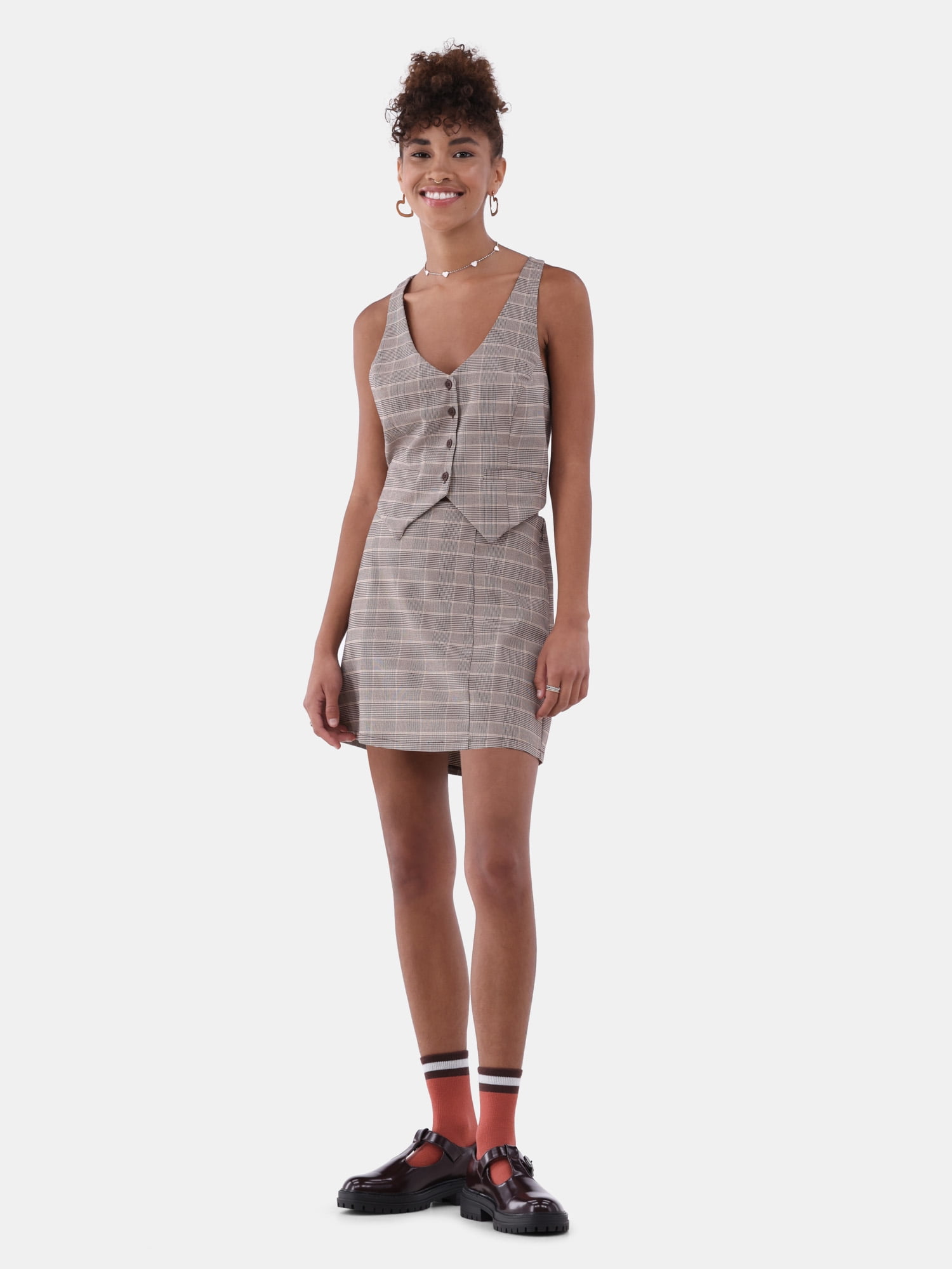 No Boundaries Vest and Mini Skirt Set, 2-Piece, Women’s
