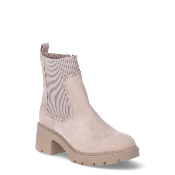 No Boundaries Women's Knit Chelsea Ankle Boots, Wide Width Available