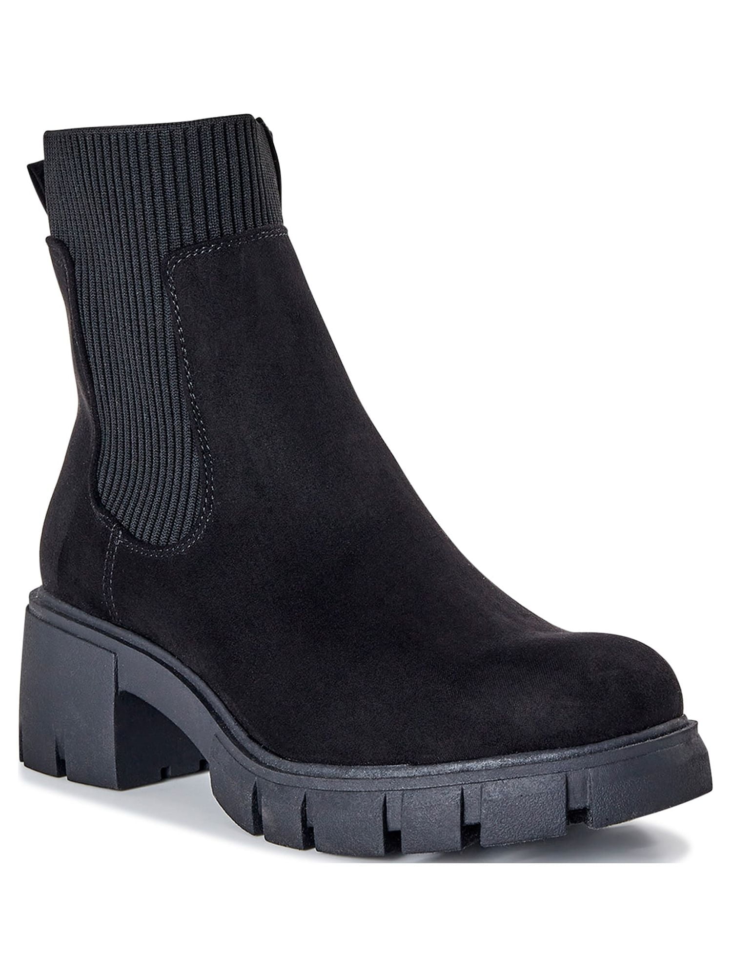 No Boundaries Women's Knit Chelsea Boots, Wide Width Available