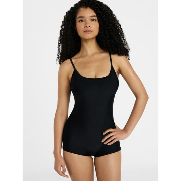 No Boundaries Kona Crush Scoop Neck Romper One-Piece Swimsuit, Women's XXS-XXL