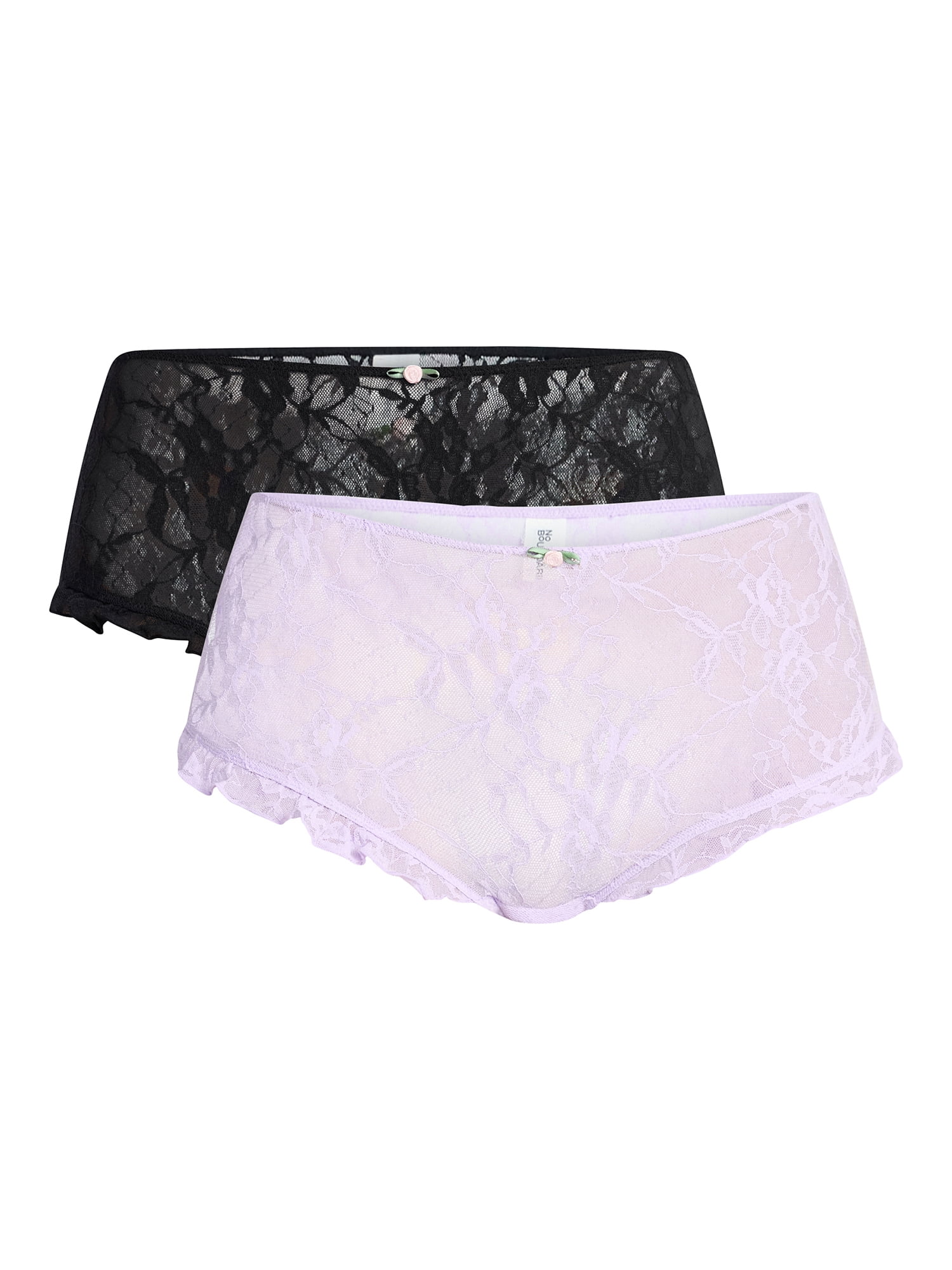 No Boundaries Lace Boyshort Panties, 2-Pack, Women's XS-XXXL