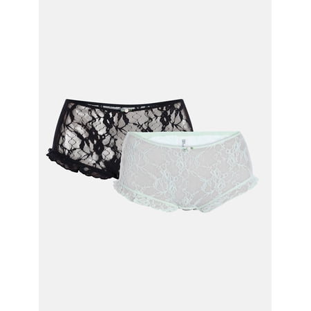 No Boundaries Lace Boyshort Panties, 2-Pack, Women's XS-XXXL