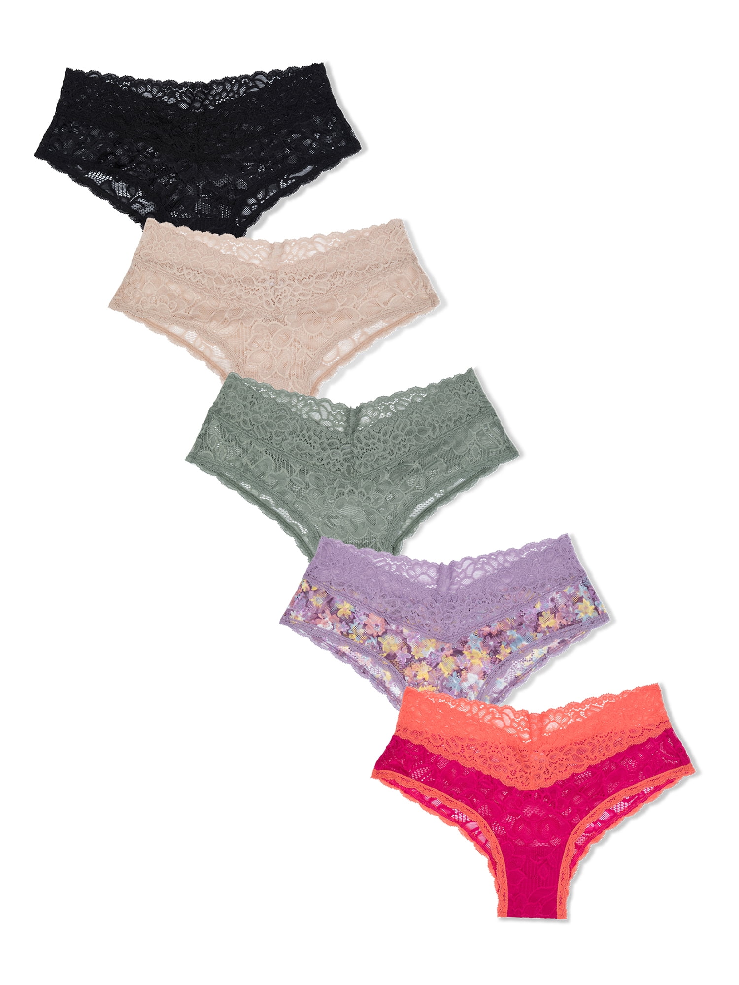 Vs 5-Pack Lace Waist Cotton Cheeky Panties