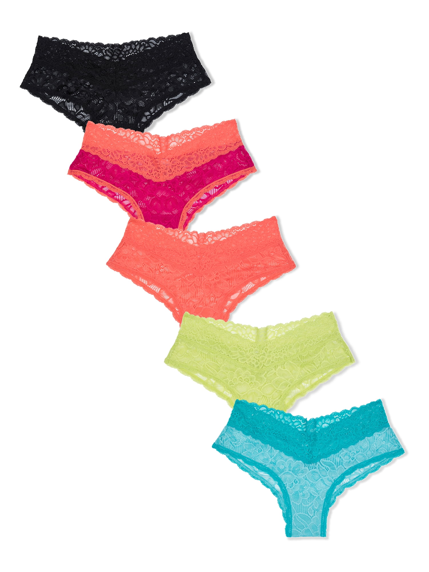Flonica Cheeky Lace Panties for Women, Sexy Women's Tangas, Seamless No  Show Underwear, Pack of 6, Jet Black*1 Posy Green*1 Caribbean Sea Blue*1  Ruby Wine Red*1 Georgia Peach Pink*1 Snow White*1, Medium 