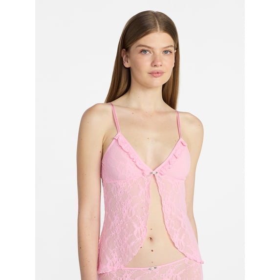 No Boundaries Lace Flyaway Cami Top, Women's XS-XXXL