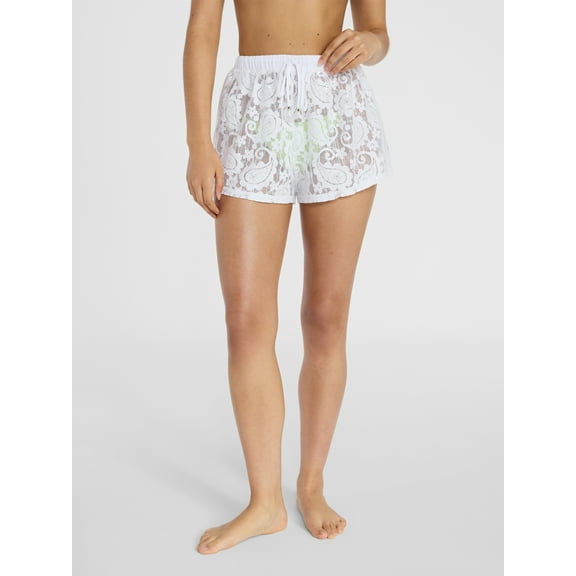 No Boundaries Lace Shorts Swim Coverup, Women’s XXS-XXL