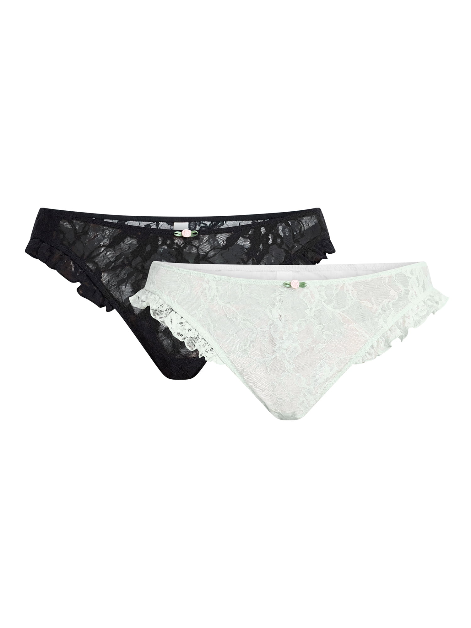 No Boundaries Lace Thong Panties, 2-Pack, Women's XS-XXXL