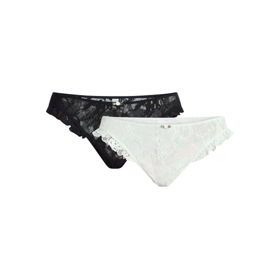 No Boundaries Lace Thong Panties, 2-Pack, Women's XS-XXXL