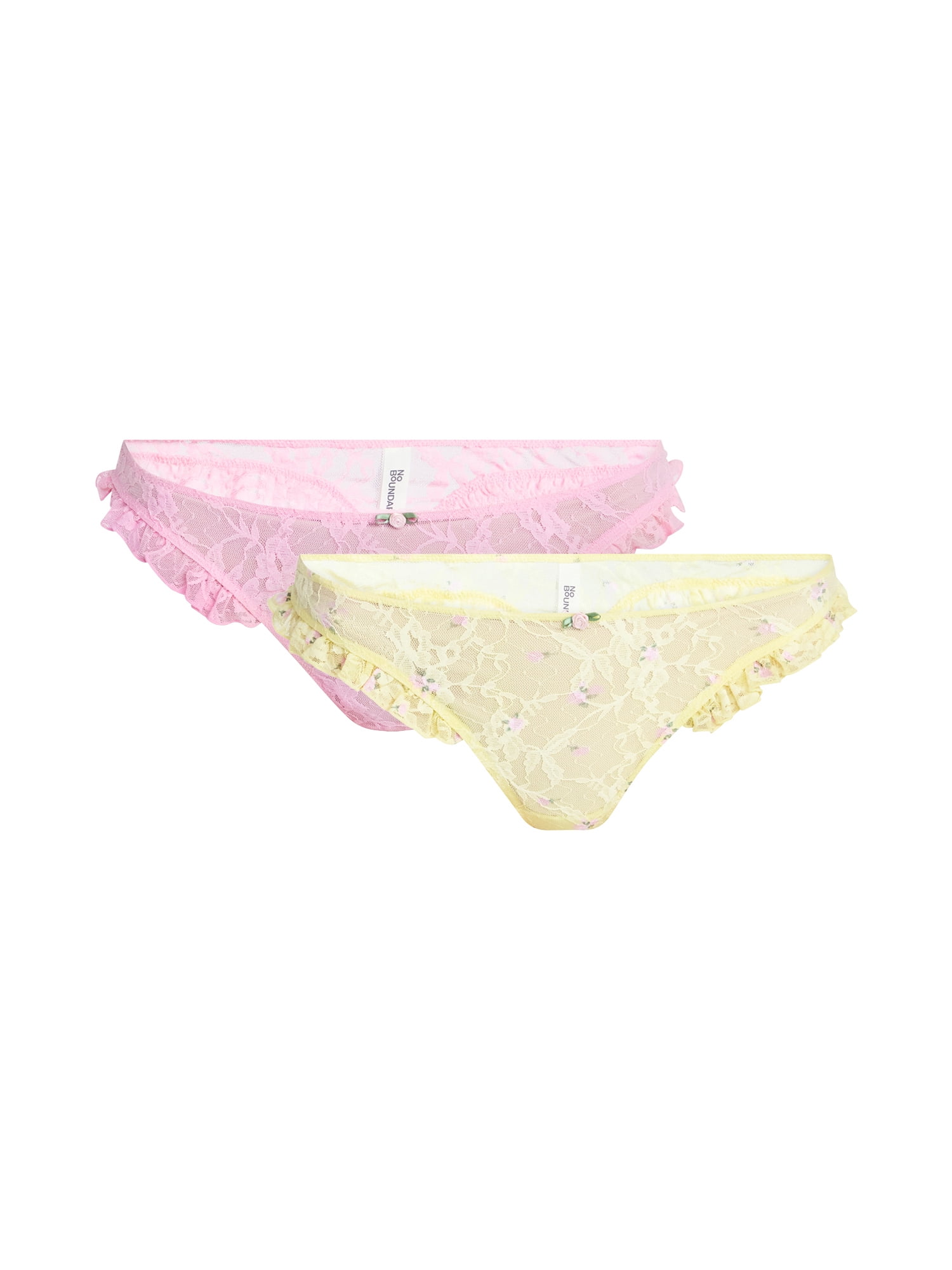 No Boundaries Lace Thong Panties, 2-Pack, Women's XS-XXXL