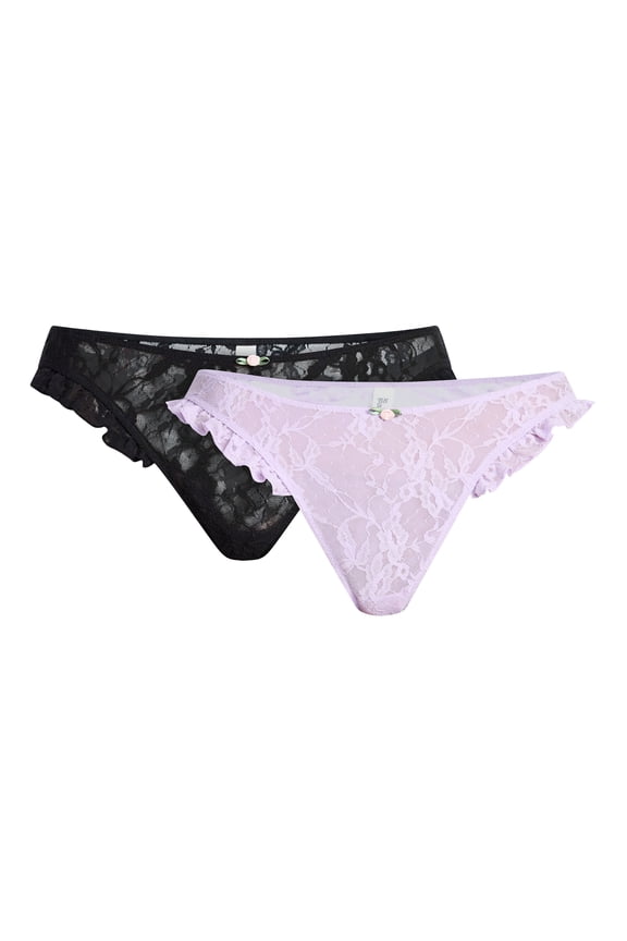 Lace Thong Panties, 2-Pack, Women's XS-XXXL