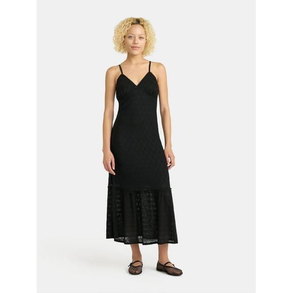 No Boundaries Triangle Maxi Dress with Lace Trim, Women's