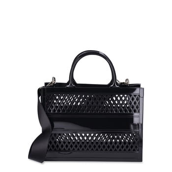 No Boundaries Women's Lattice Jelly Tote Bag with Shoulder Strap, Black