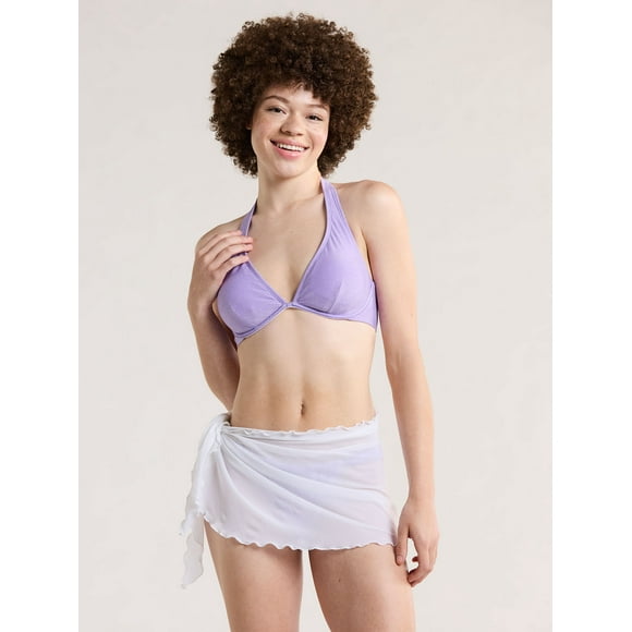 No Boundaries Women's Lettuce Edge Sarong Coverup, Sizes XS - XXL