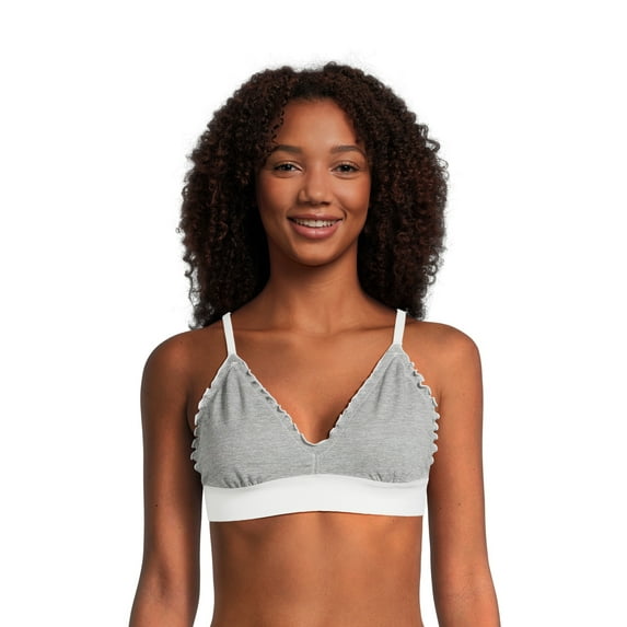 No Boundaries Women's Lettuce Edge Triangle Bralette, Sizes S-3XL