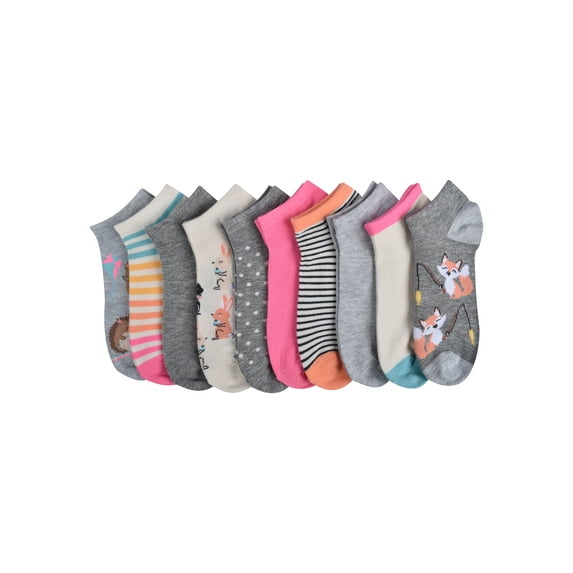 No Boundaries Women's Low-Cut Socks, 10-Pack, Shoe Size 4-10