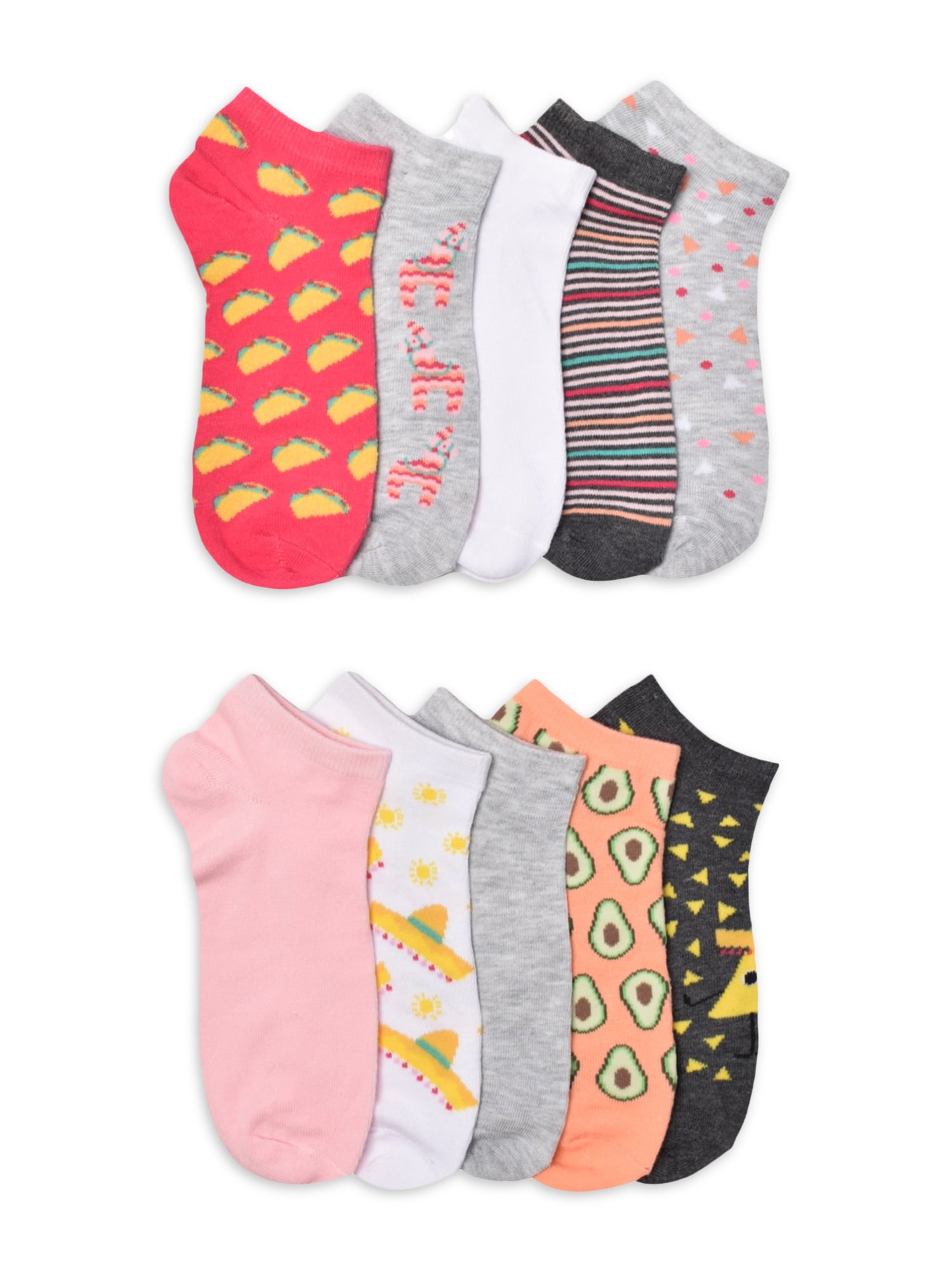 No Boundaries Women's Low-Cut Socks, 10-Pack, Sizes 4-10