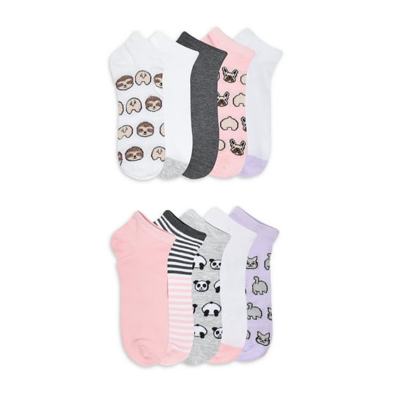 No Boundaries Women's Low-Cut Socks, 10-Pack, Sizes 4-10