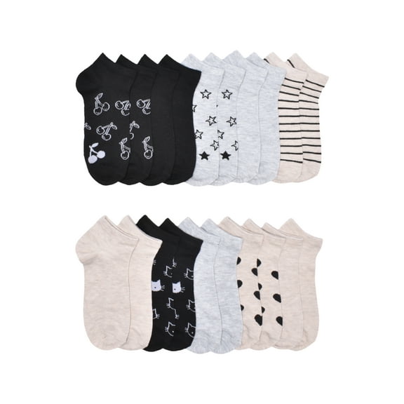 No Boundaries Womens Low-Cut Socks, 10-Pack, Sock Sizes 4-10