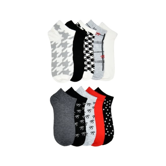 No Boundaries Womens Low-Cut Socks, 10-Pack, Sock Sizes 4-10