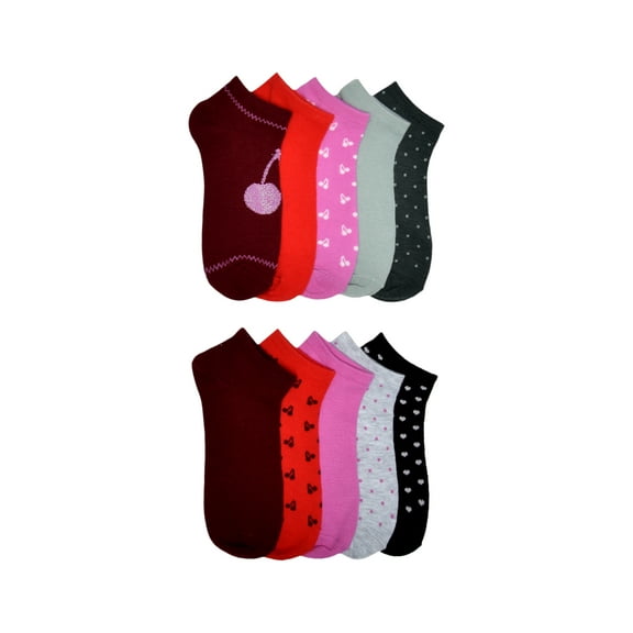 No Boundaries Womens Low-Cut Socks, 10-Pack, Sock Sizes 4-10