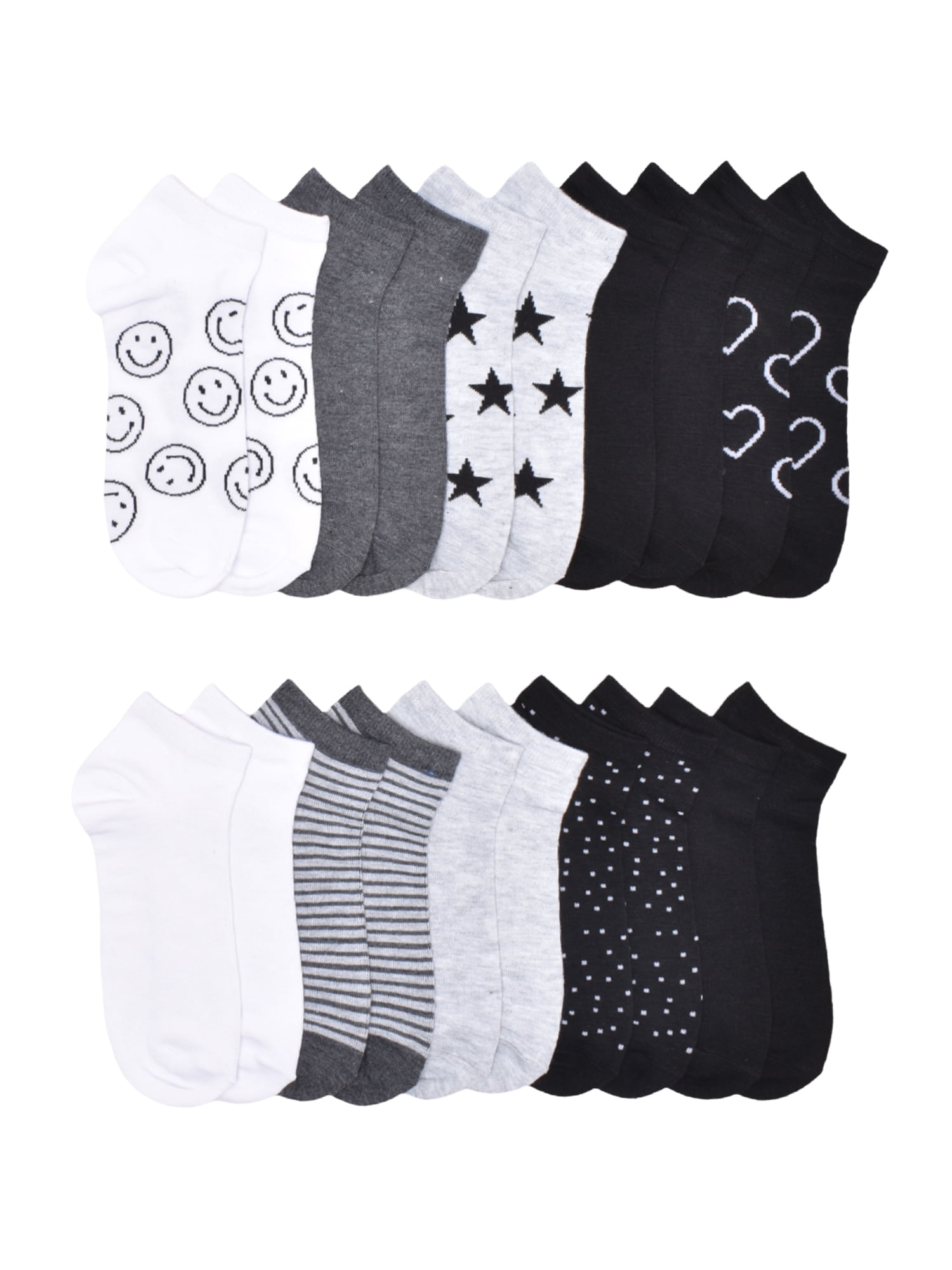 No Boundaries Womens Low-Cut Socks, 10-Pack, Sock Sizes 4-10