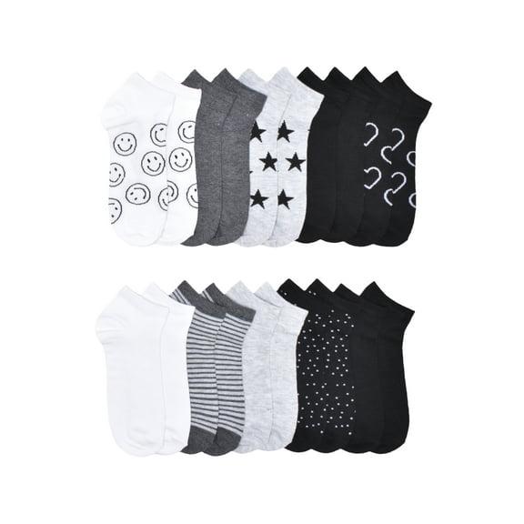 No Boundaries Womens Low-Cut Socks, 10-Pack, Sock Sizes 4-10