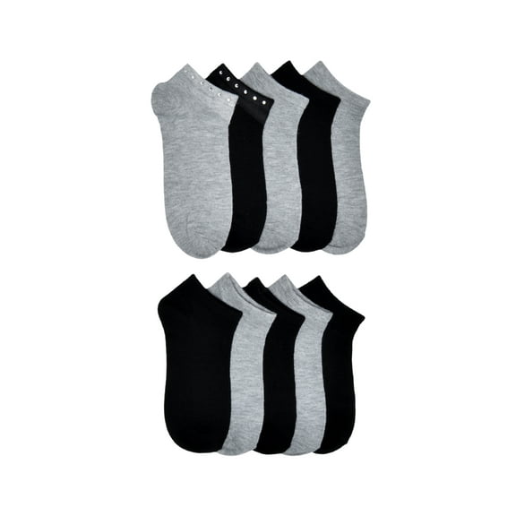 No Boundaries Womens Low-Cut Socks, 10-Pack, Sock Sizes 4-10