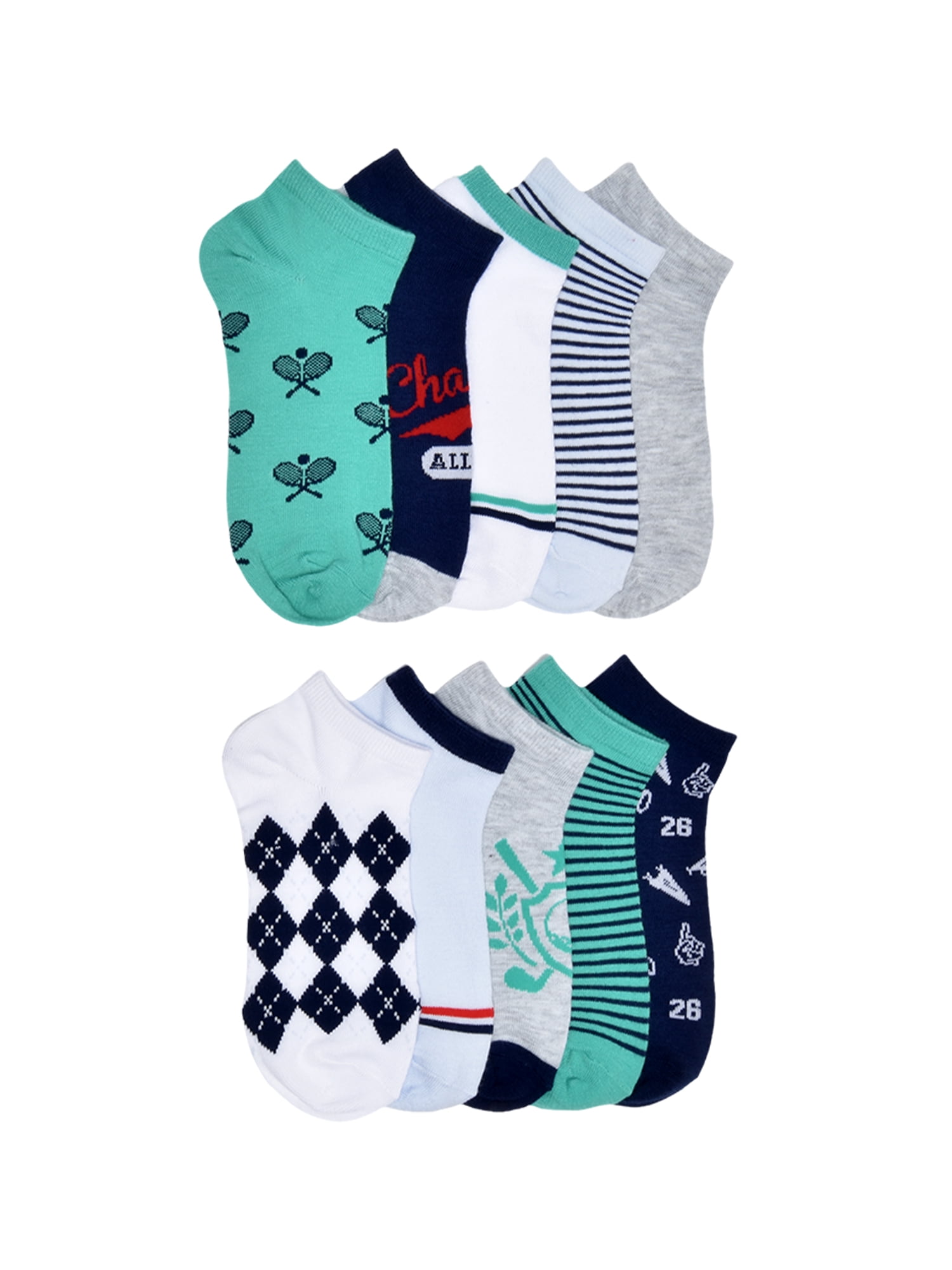 No Boundaries Womens Low-Cut Socks, 10-Pack, Sock Sizes 4-10