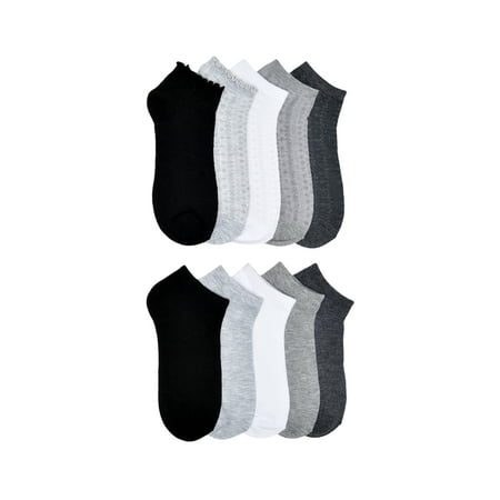 No Boundaries Womens Low-Cut Socks, 10-Pack, Sock Sizes 4-10