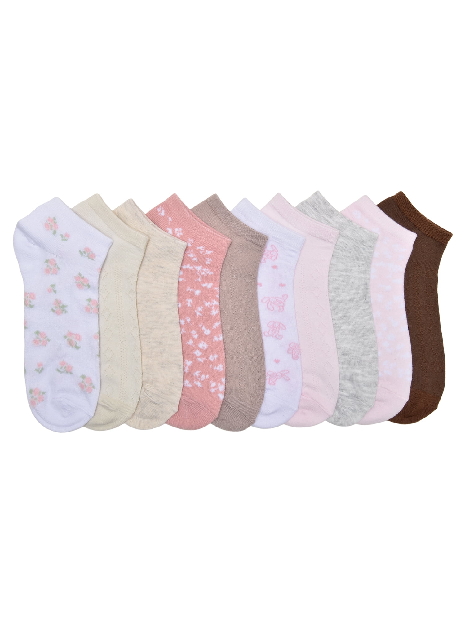 No Boundaries Women’s Low Cut Socks, 10 Pack, Shoe Sizes 4-10